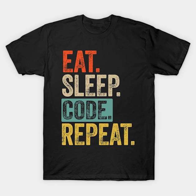 Eat sleep code repeat retro vintage T-Shirt by Lyume